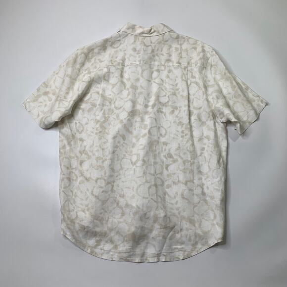 Tommy Bahama Shirt Mens L White Parchment Linen Relax Island Modern Fit Printed - Picture 10 of 12